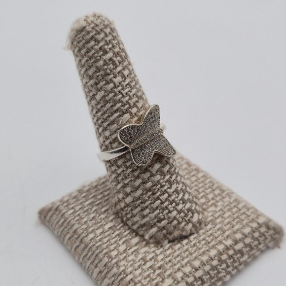 Size 8 Sterling Silver Pavement Cubic Zirconia Butterfly Ring A4034 - Picture 3 of 9